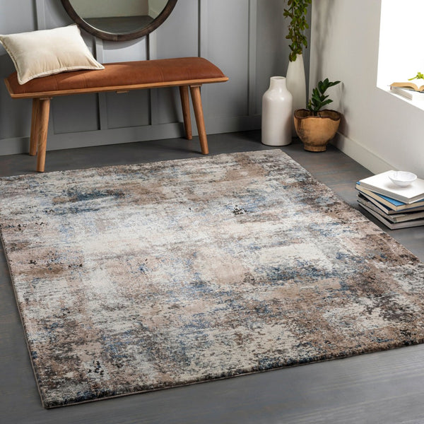 Livabliss Montana Machine Woven Polypropylene Polyester Rug Sculpted High Low Pile Sheen Denim, Brown 3'11" x 5'7" MTN2308-31157