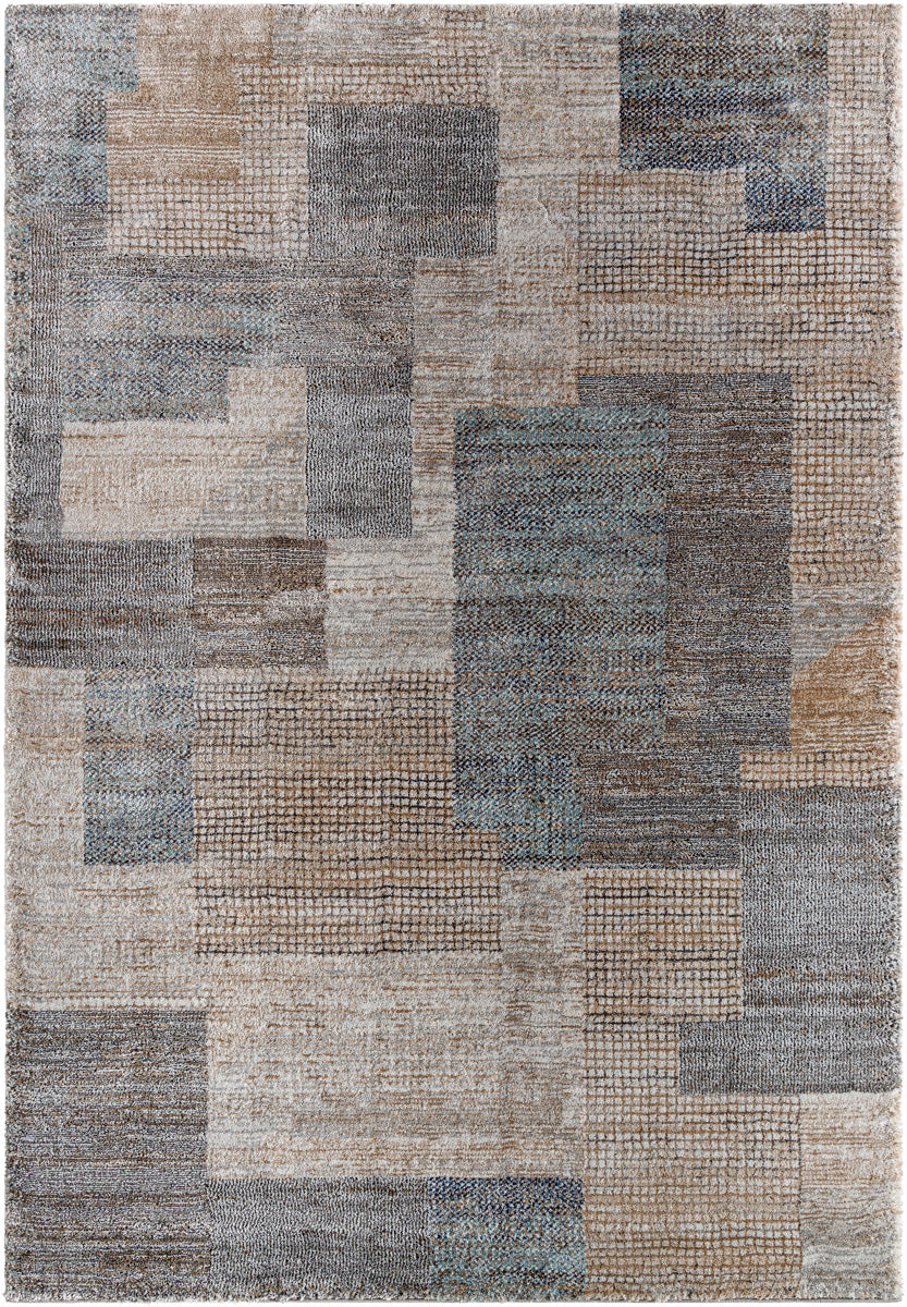 Montana MTN-2309 9'2" x 12' Machine Woven Rug MTN2309-9212  Ivory, Tan, Gray, Black, Dark Blue, Pale Blue Surya