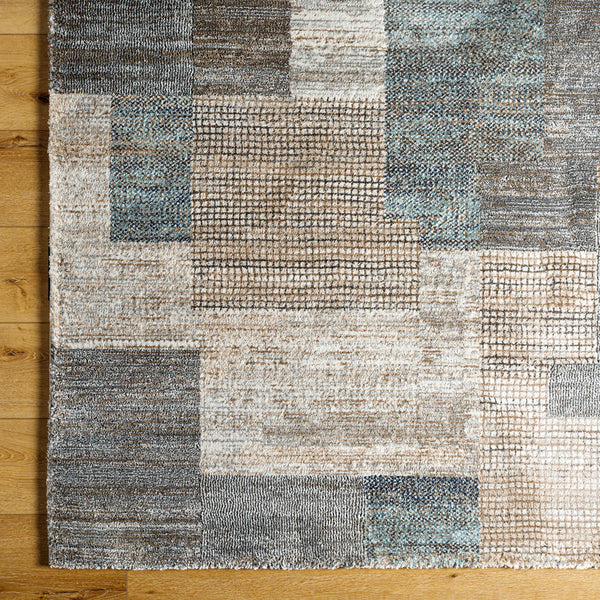 Montana MTN-2309 9'2" x 12' Machine Woven Rug MTN2309-9212  Ivory, Tan, Gray, Black, Dark Blue, Pale Blue Surya