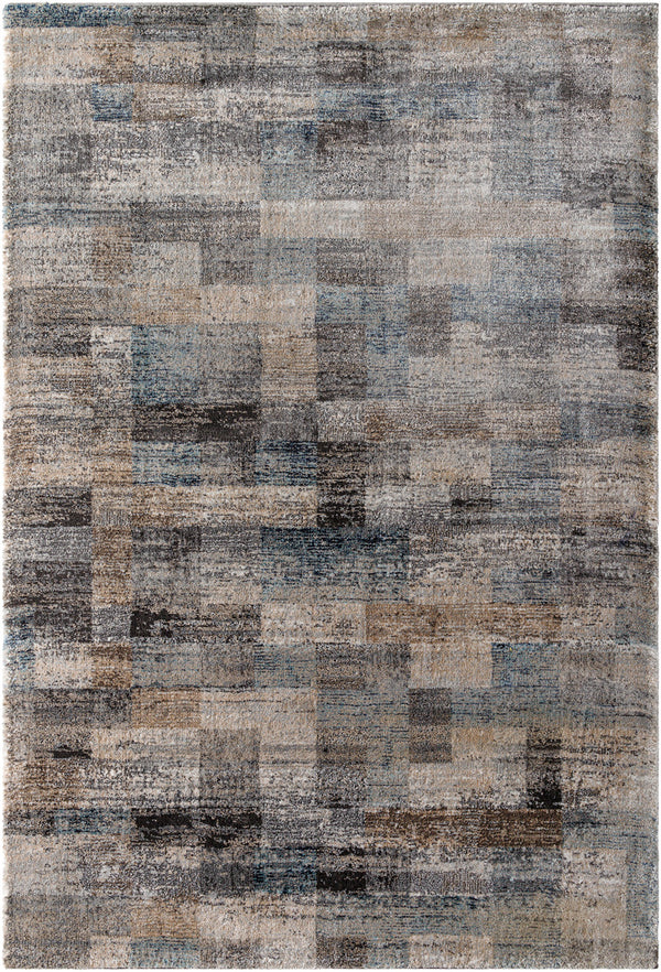 Montana MTN-2310 9'2" x 12' Machine Woven Rug MTN2310-9212  Gray, Tan, Ivory, Black, Dark Blue, Pale Blue Surya