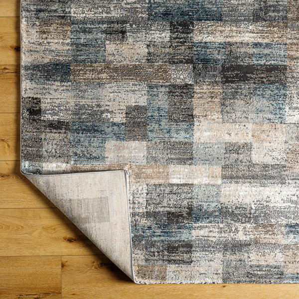 Montana MTN-2310 9'2" x 12' Machine Woven Rug MTN2310-9212  Gray, Tan, Ivory, Black, Dark Blue, Pale Blue Surya