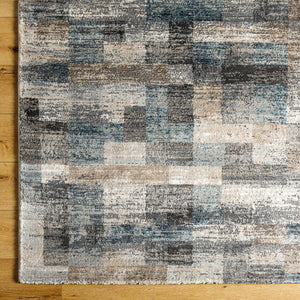 Montana MTN-2310 9'2" x 12' Machine Woven Rug MTN2310-9212  Gray, Tan, Ivory, Black, Dark Blue, Pale Blue Surya