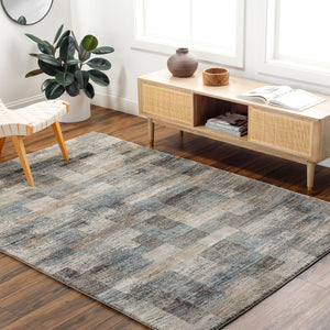 Montana MTN-2310 9'2" x 12' Machine Woven Rug MTN2310-9212  Gray, Tan, Ivory, Black, Dark Blue, Pale Blue Surya