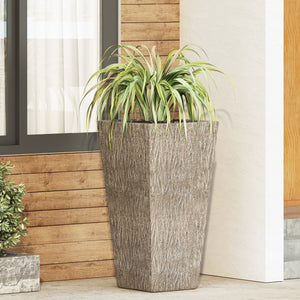 English Elm Mgo Concrete Tall Column Outdoor Planter with Pleated Stone Finish for Patio or Porch 73368.00