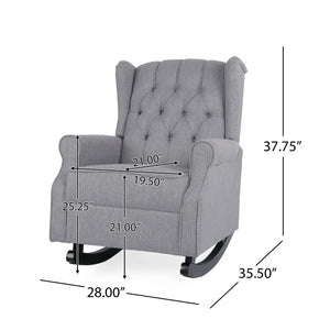 English Elm Christopher Knight Home® - ROCKING Chair Grey Fabric Wingback with Button-Tufted Diamond Stitch, Birch Rockers for Cozy Relaxation 72153.00GRY