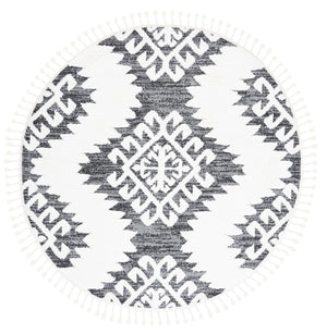 Safavieh Moroccan Tassel Shag 652 Power Loomed Shag & Flokati Rug Dark Grey / Ivory 3' x 3' Square