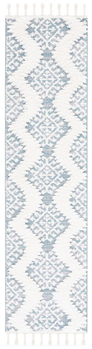 Safavieh Moroccan Tassel Shag 652 Power Loomed Polypropylene Pile Shag & Flokati Rug Teal / Ivory MTS652K-212