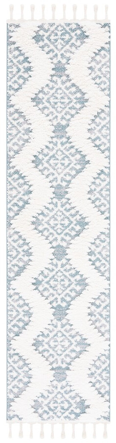 Safavieh Moroccan Tassel Shag 652 Power Loomed Polypropylene Pile Shag & Flokati Rug Teal / Ivory MTS652K-212