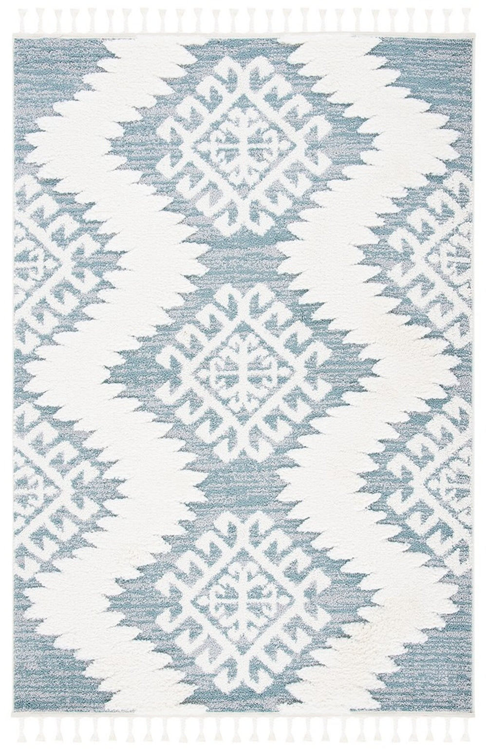 Safavieh Moroccan Tassel Shag 652 Power Loomed Polypropylene Pile Shag & Flokati Rug Teal / Ivory MTS652K-212