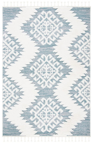 Safavieh Moroccan Tassel Shag 652 Power Loomed Polypropylene Pile Shag & Flokati Rug Teal / Ivory MTS652K-212