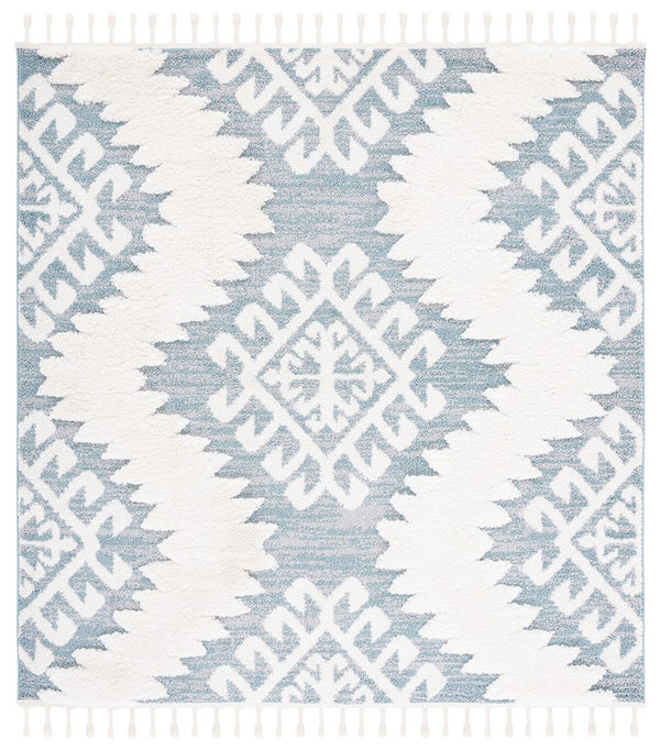 Safavieh Moroccan Tassel Shag 652 Power Loomed Polypropylene Pile Shag & Flokati Rug Teal / Ivory MTS652K-212