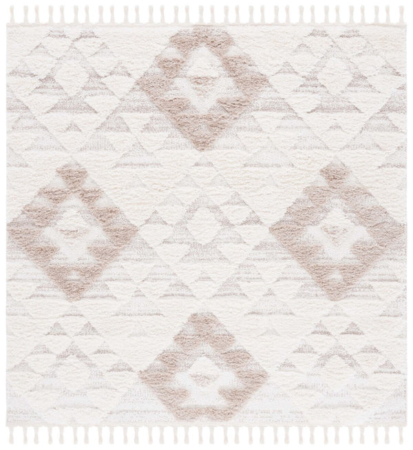 Safavieh Moroccan Tassel Shag 688 Power Loomed Polypropylene Pile Shag & Flokati Rug Ivory / Beige MTS688B-7SQ