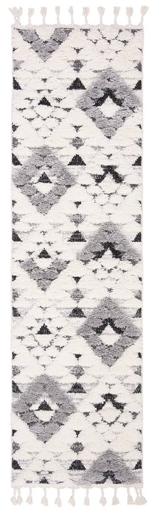 Safavieh Moroccan Tassel Shag 688 Power Loomed Polypropylene Pile Rug Ivory / Grey MTS688F-2