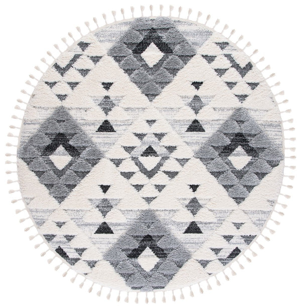 Safavieh Moroccan Tassel Shag 688 Power Loomed Polypropylene Pile Rug Ivory / Grey MTS688F-2