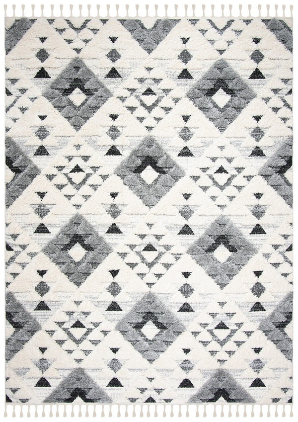 Safavieh Moroccan Tassel Shag 688 Power Loomed Polypropylene Pile Rug Ivory / Grey MTS688F-2