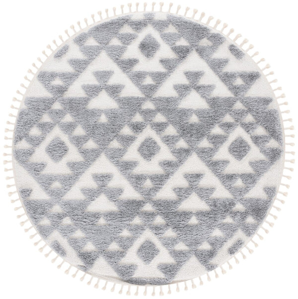 Safavieh Moroccan Tassel Shag 688 Power Loomed Shag & Flokati Rug Grey / Ivory 9' x 12'