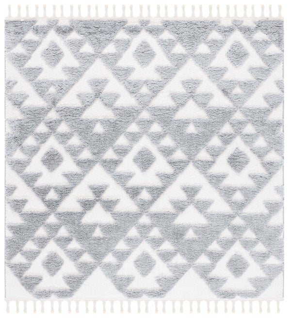 Safavieh Moroccan Tassel Shag 688 Power Loomed Shag & Flokati Rug Grey / Ivory 9' x 12'