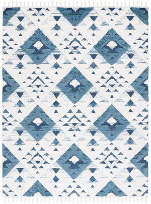 Safavieh Moroccan Tassel Shag 688 Power Loomed Shag & Flokati Rug Blue / Ivory 3' x 3' Square