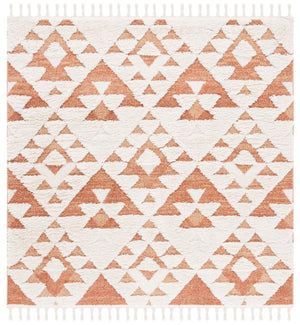 Safavieh Moroccan Tassel Shag 688 Power Loomed Polypropylene Pile Shag & Flokati Rug Ivory / Brick Rust MTS688P-7SQ