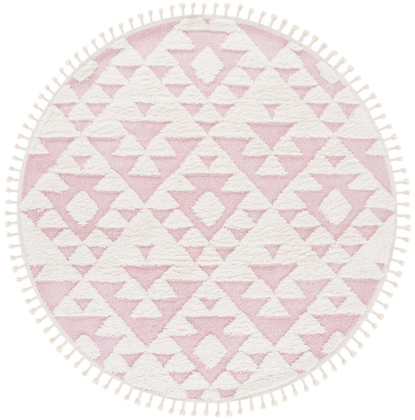 Safavieh Moroccan Tassel Shag 688 Power Loomed Shag & Flokati Rug Ivory / Pink 9' x 12'