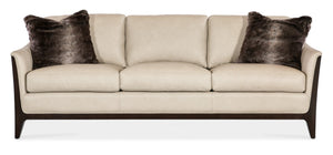 Hooker Furniture Sopower Mid-Century Transitional Sofa In Aline Stonewash Semi-Aniline Leather With Caviar Legs (85.5") SS208-03-005