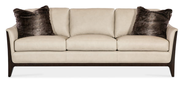 Hooker Furniture Sopower Mid-Century Transitional Sofa In Aline Stonewash Semi-Aniline Leather With Caviar Legs (85.5") SS208-03-005