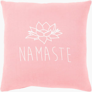 Surya Motto Accent Pillow - Elegant 20" Cotton Decor Piece With Unique Pattern, Easy Care, Indian-made Quality Pink Cotton,Cotton Mtt004-2020