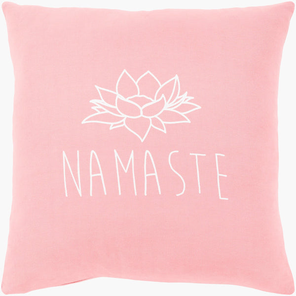 Surya Motto Accent Pillow - Elegant 20" Cotton Decor Piece With Unique Pattern, Easy Care, Indian-made Quality Pink Cotton,Cotton Mtt004-2020