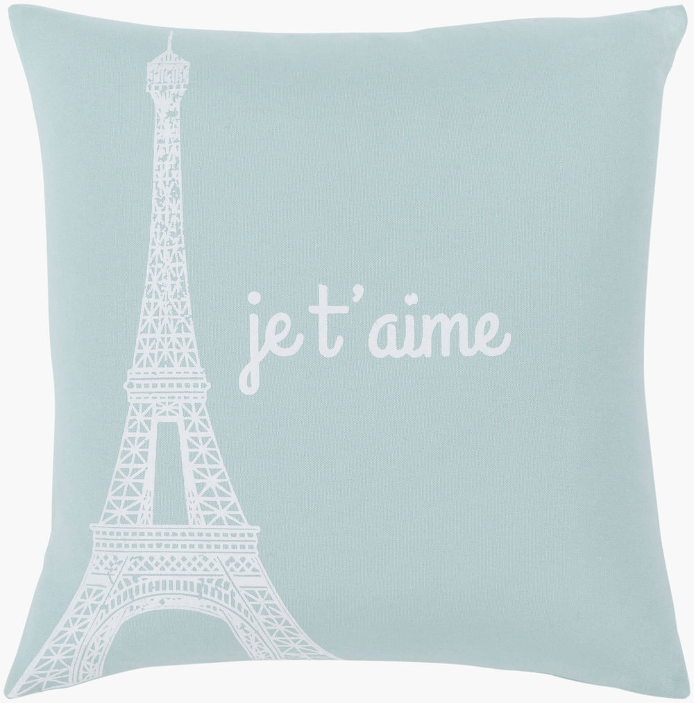 Surya Motto Accent Pillow - Elegant 20" Cotton Decor Piece With Unique Pattern, Easy Care, Indian-made Quality Pale Blue Cotton,Cotton Mtt007-2020d