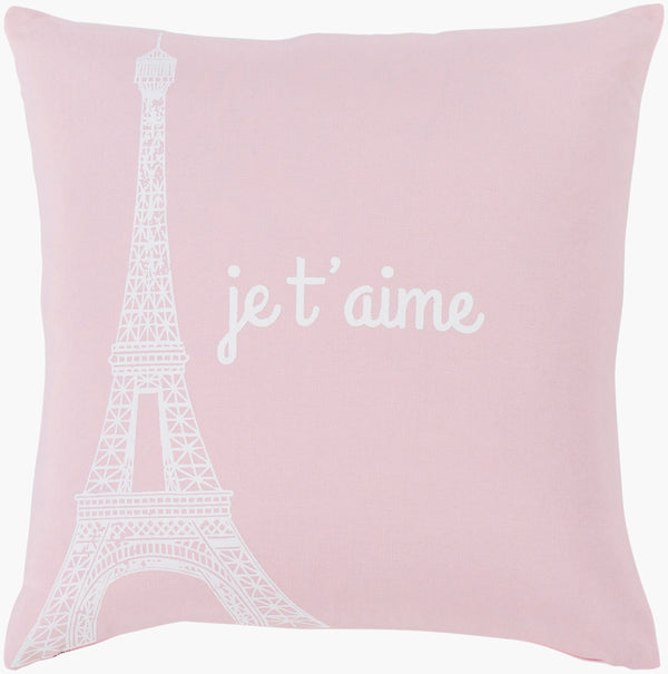 Surya Motto Accent Pillow - Elegant 20" Cotton Decor Piece With Unique Pattern, Easy Care, Indian-made Quality Pale Pink Cotton,Cotton Mtt009-1818d