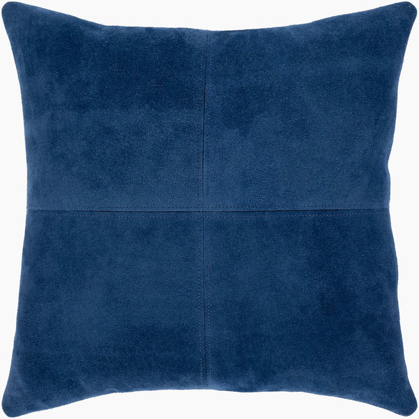 Surya Manitou 20"L X 20"W Rustic Accent Pillow - Crafted Cotton & Leather, Made In Argentina, Easy Care Navy Leather,Cotton Mtu001-2020