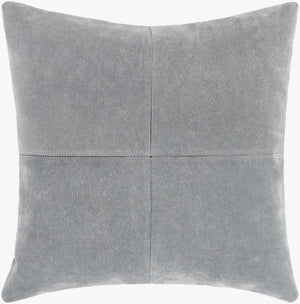 Surya Manitou 20"L X 20"W Rustic Accent Pillow - Crafted Cotton & Leather, Made In Argentina, Easy Care Slate Leather,Cotton Mtu003-2020p
