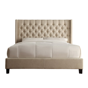 Homelegance By Top-Line Thorin Wingback Button Tufted Bed Beige Linen