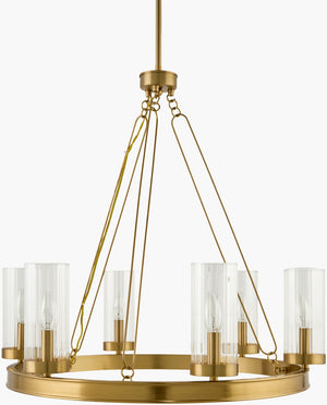 Livabliss Motovun Wrought Iron and Glass Chandelier Industrial Rustic Dining Room Overhead Light MTV-001