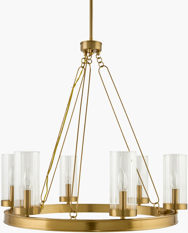 Livabliss Motovun Wrought Iron and Glass Chandelier Industrial Rustic Dining Room Overhead Light MTV-001