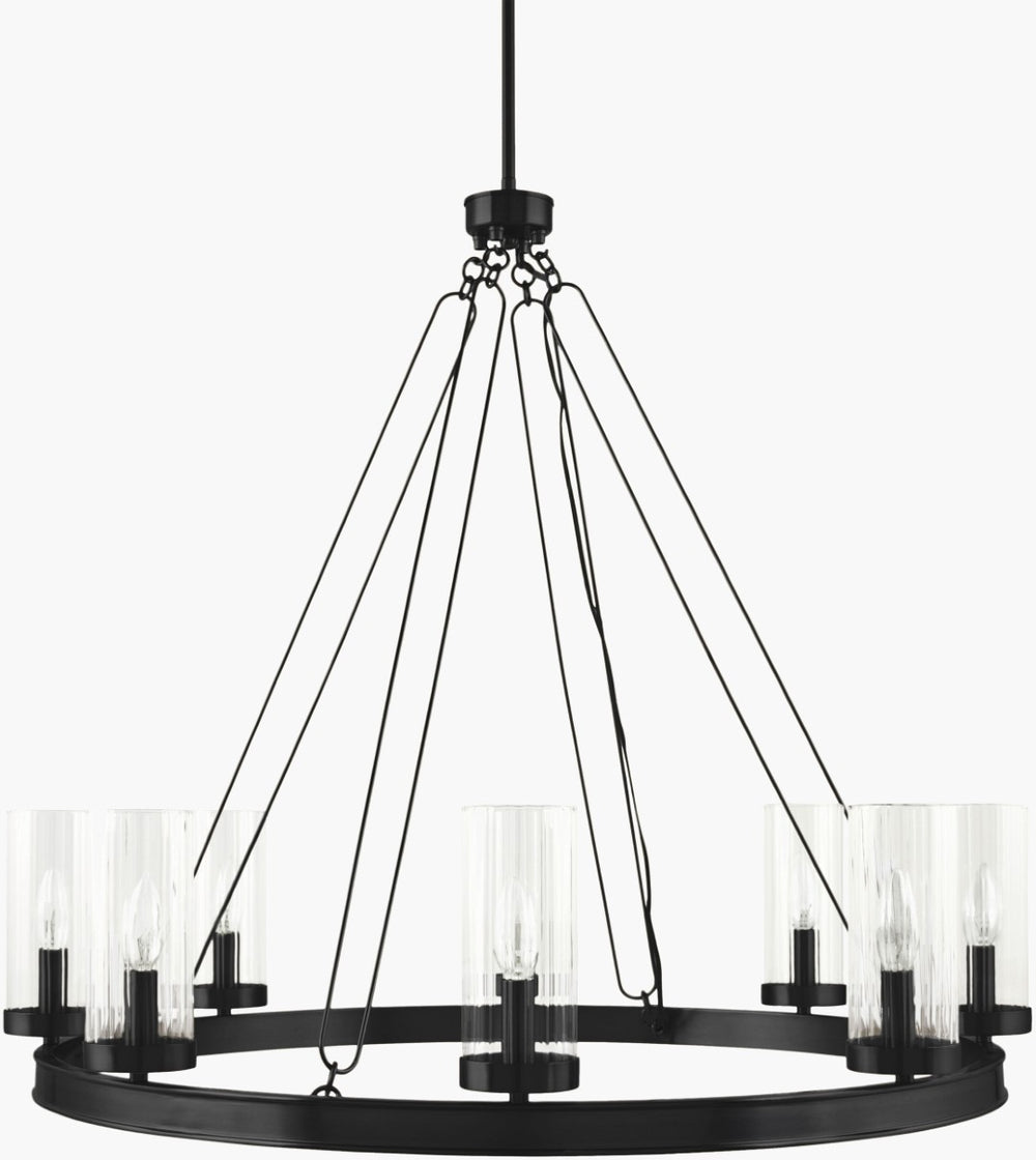 Livabliss Motovun Iron Frame Chandelier with Glass Shades for Loft Dining Room Rustic Decor MTV-004