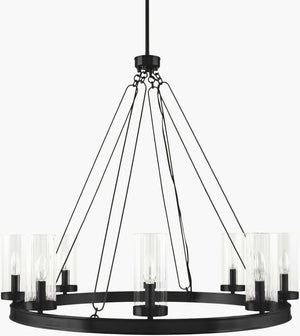 Livabliss Motovun Iron Frame Chandelier with Glass Shades for Loft Dining Room Rustic Decor MTV-004