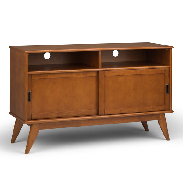 English Elm Draper - Elegant Mid Century Tall Tv Media Stand In Teak Brown With Storage & Cable Management Solutions B136P158155