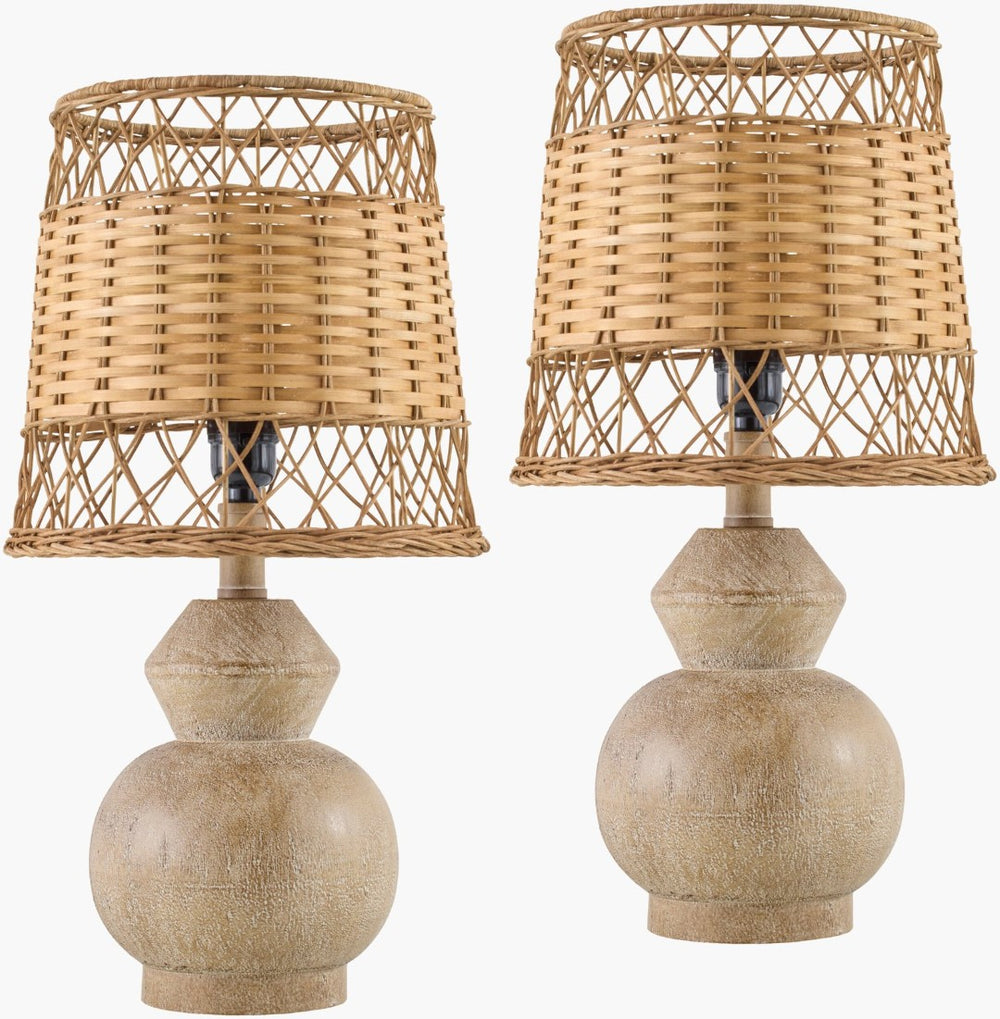 Livabliss Misty Woven Rattan Shade Accent Lamp with Resin Base for Coastal Boho Decor MTY001-SET