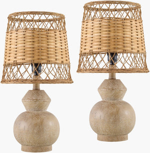 Livabliss Misty Woven Rattan Shade Accent Lamp with Resin Base for Coastal Boho Decor MTY001-SET