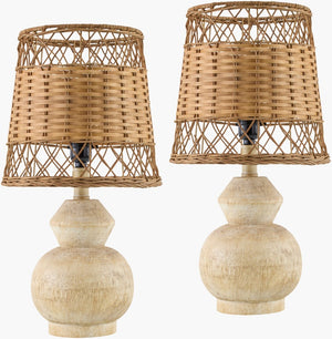 Livabliss Misty Woven Rattan Shade Table Lamp with Resin Base for Bohemian Coastal Decor MTY002-SET
