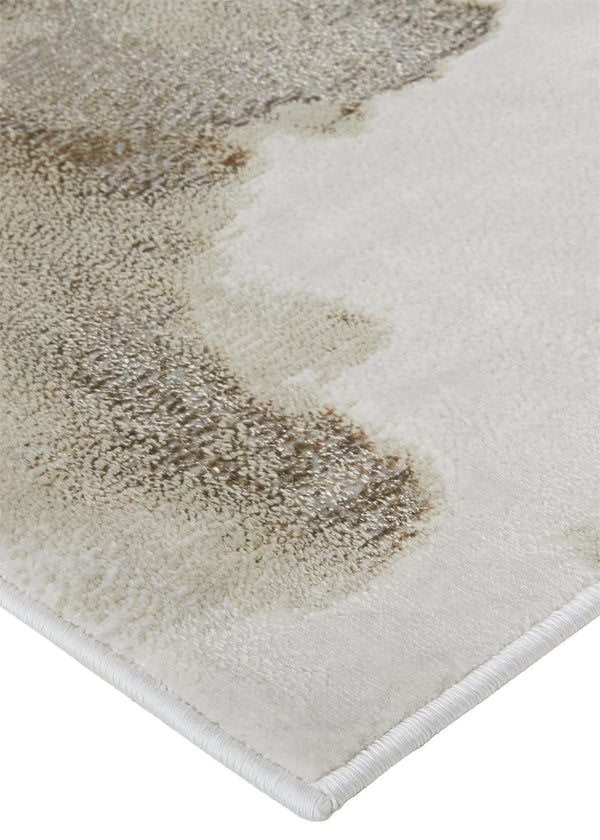 Feizy Rugs Aura Contemporary Abstract High-low Pile Rug In Gold And Champagne - Durable, Stylish Design For Any Space Ivory,Tan,Gray Polyester,Polypropylene Aur3727fbgegldh13