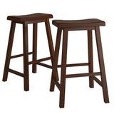 Homelegance By Top-Line Jarvis Saddle Seat 29-inch Bar Height Backless Stools (Set of 2) Warm Cherry Rubberwood