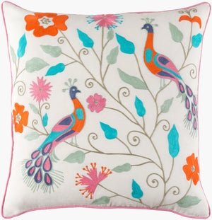 Surya Mayura Elegant 20"X20" Accent Pillow - Hand-stitched Linen & Cotton Decor For Stylish Homes Cream Linen,Cotton,Linen,Cotton Mua001-2020d