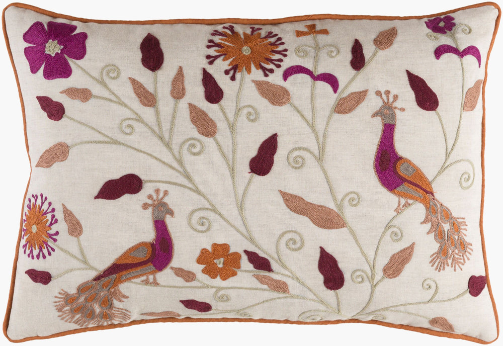 Surya Mayura Elegant Lumbar Pillow - Hand-stitched Linen & Cotton Design For Sophisticated Home Decor Beige Linen,Cotton,Linen,Cotton Mua002-1319p