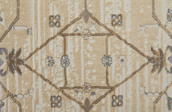 Feizy Rugs Celene Vintage-inspired Floral Rug - Elegant Power Loomed Design In Warm Neutral Palette For Any Space Tan,Ivory,Gray Viscose,Polyester Cel39kvfbgegryg00
