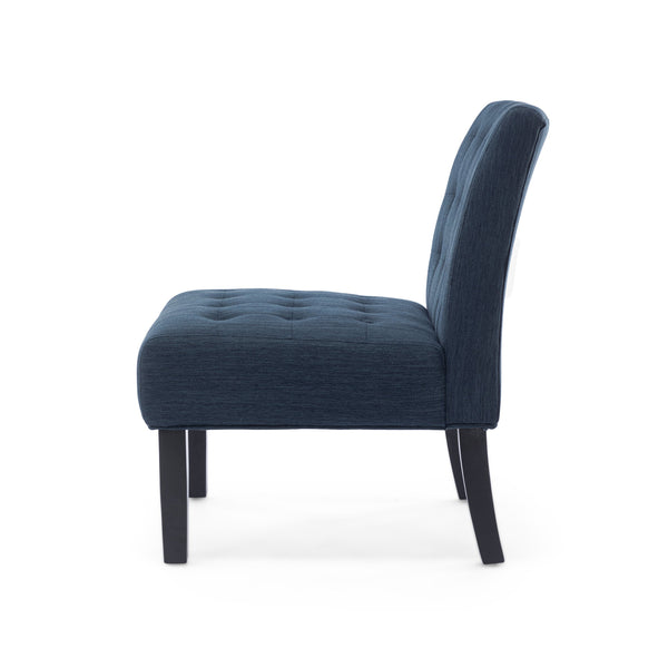 English Elm Accent Slipper Chairs Set of Two Button Tufted Plush Upholstered Living Room Pair 70752.00NBLU