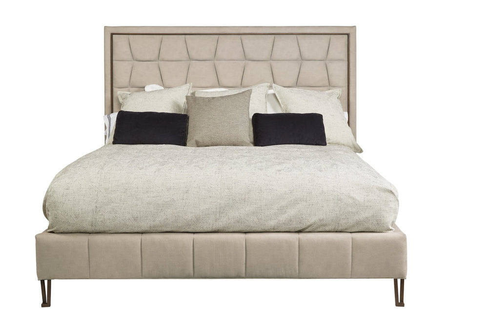 A.R.T. Furniture Tamarac Queen Upholstered Bed - Modern Elegance In Dusky Brindle With Stylish Metal Hairpin Legs Beige, Beige Material, Parawood Solids And Oak Veneer 267125-2352