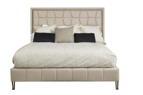 A.R.T. Furniture Tamarac Queen Upholstered Bed - Modern Elegance In Dusky Brindle With Stylish Metal Hairpin Legs Beige, Beige Material, Parawood Solids And Oak Veneer 267125-2352