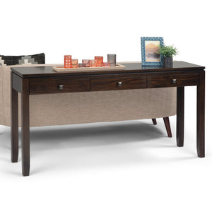 English Elm Cosmopolitan - Handcrafted Mahogany Brown Console Table With 3 Drawers For Stylish Storage Solutions B136P159519